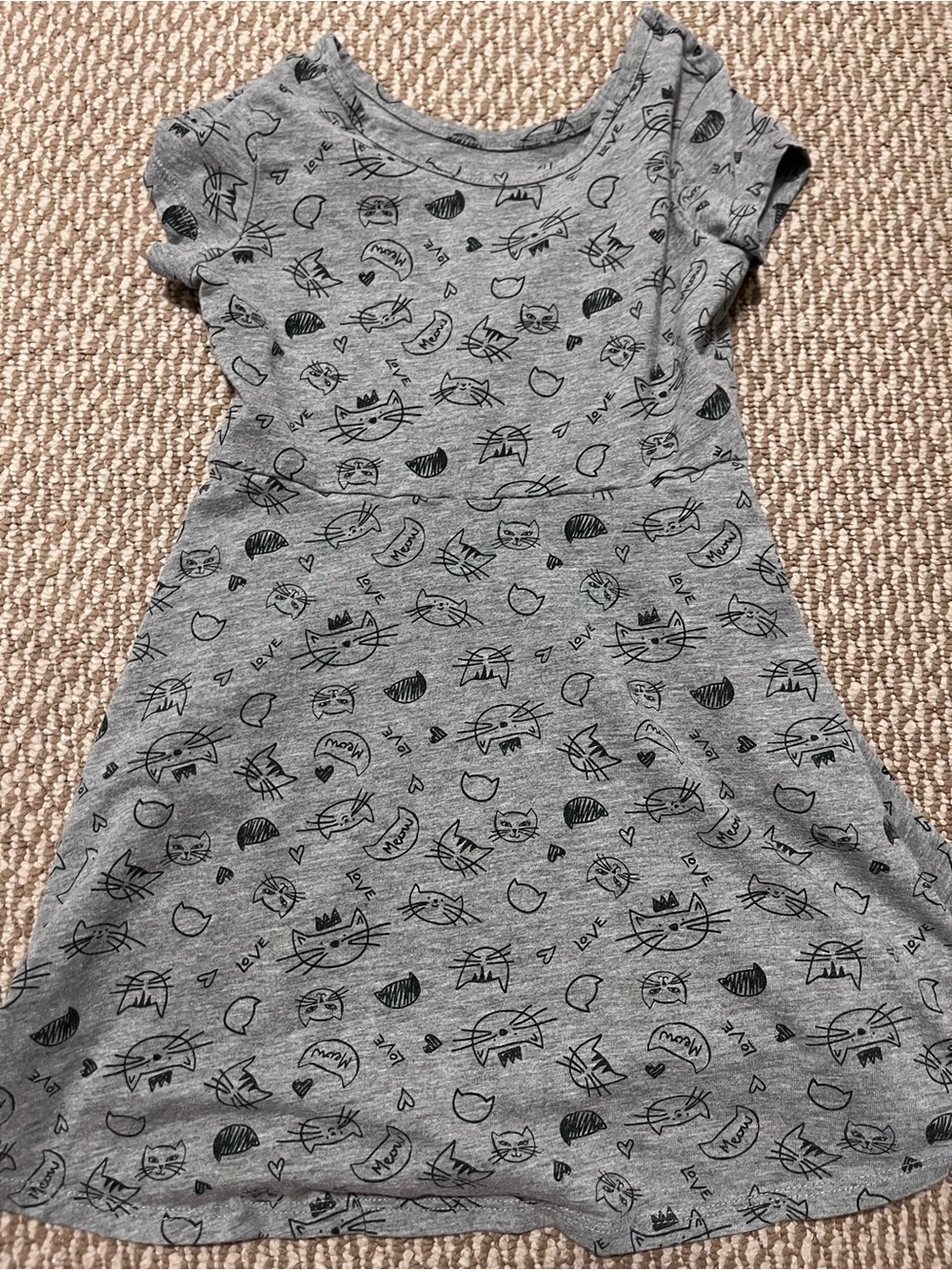 Girls size 4-5yr George Gray Cat Print Kids Dress
